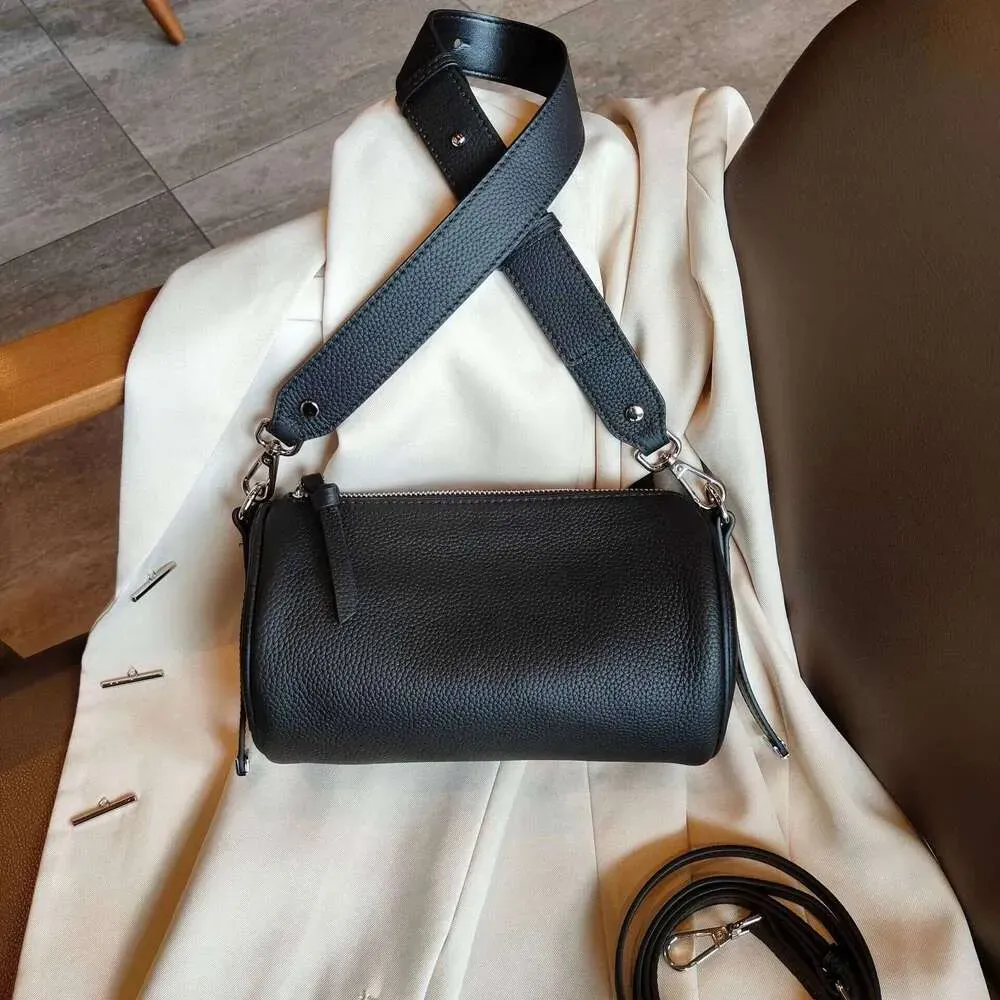 Bs 2025 Nuova Vera Pelle da Donna Cilindro Sottobraccio Designer da Donna Tracolla Alta Qualità in Bambù per Donna_voghion.com