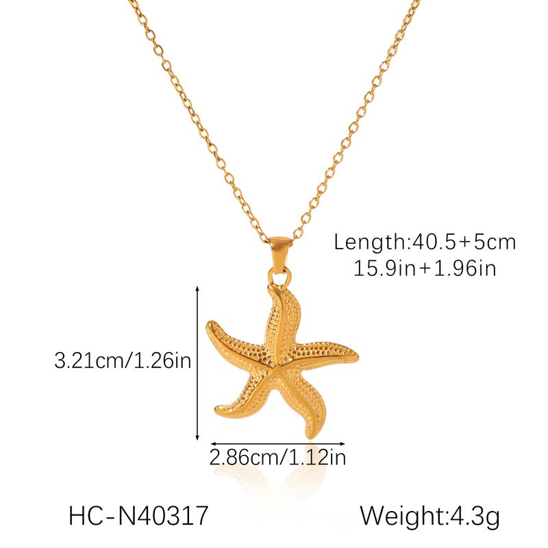 Huangchao - Collar con colgante de estrella de mar de acero inoxidable (1 o 3 piezas) para mujer, accesorios de joyería de verano chapados en oro._voghion.com