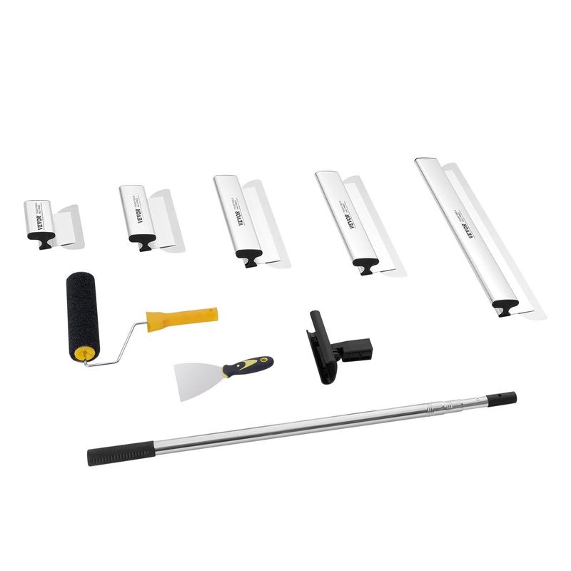 VEVOR Drywall Skimming Blade Set, 7/10/14/16/24 In Skimming Blades + 34 - 81.6 In Extension Handle Pole, Stainless Steel Knife Professional Skim Coat Tools, For Gyprock/WallBoard/Plasterboard_voghion.com