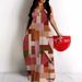 Women's Floral Print Deep V Neck Maxi Dress - Elegant Sleeveless High Waist Summer Dress With Pockets,Women's Clothing_voghion.com