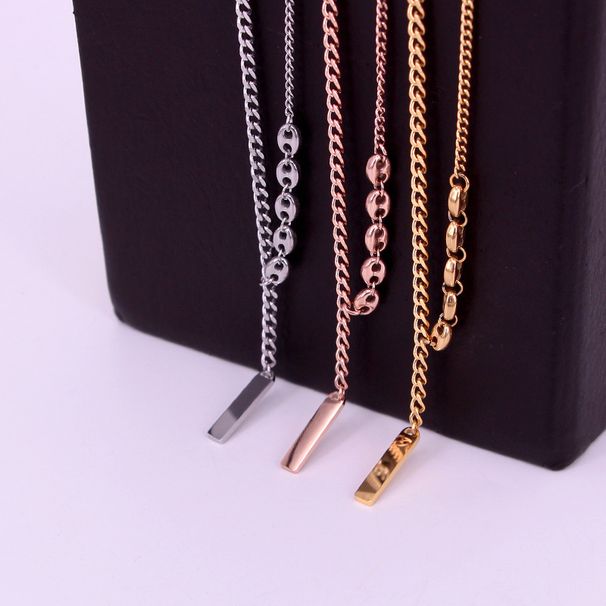 Collier Lucky Draw X7-206 pour femme, design de niche, élégant et luxueux, petit lingot d'or en acier titane_voghion.com