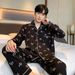 Frühlings- und Herbstpyjama für Herren aus Baumwolle, lange Ärmel, Hose, dünn, bequem, 100 % Baumwolle, ideales Heimwäsche-Set_voghion.com