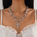 Cold And Dark Style Cross Alloy Pendant Necklace Personalized Rivet Crystal Pendant Necklace_voghion.com