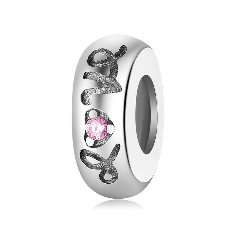 Women's Jewelry S925 Sterling Silver Spacer Beads Positioning Beads Powder Diamond Versatile Bracelet Bracelet Diy Accessories Scattered Beads_voghion.com