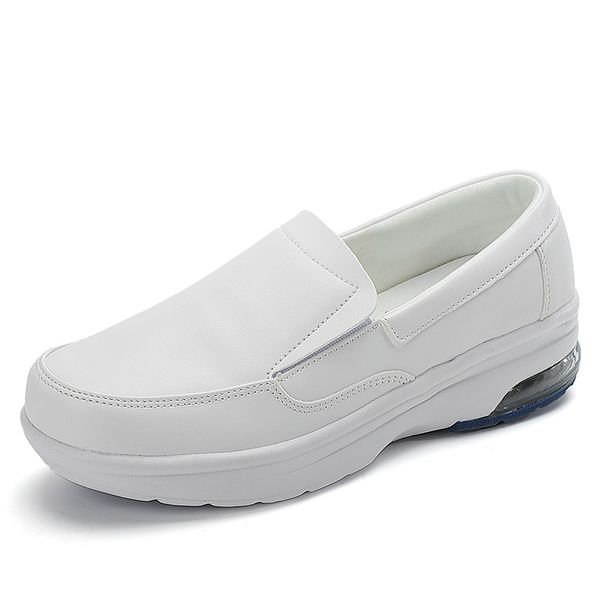 Neue einfarbige runde Kopf Low Top Freizeit kleine weiße Schuhe Krankenschwester Schuhe gepolsterte Freizeit Slipper_voghion.com