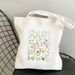 Flower Plant Floral Print Canvas Bag Shoulder Bag Fashion Hand Shopping Bag_voghion.com