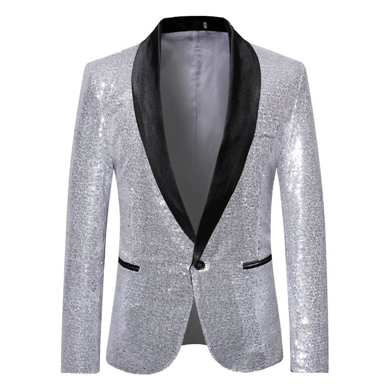 CT 2025 Casual Suit Stage Personality Performance Host Emcee Sequin Solid Color Blazer For Men_voghion.com