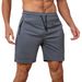 Zipper Pocket Sports Casual Shorts For Men, Summer Quick Drying Breathable Running Solid Color Beach Pants_voghion.com