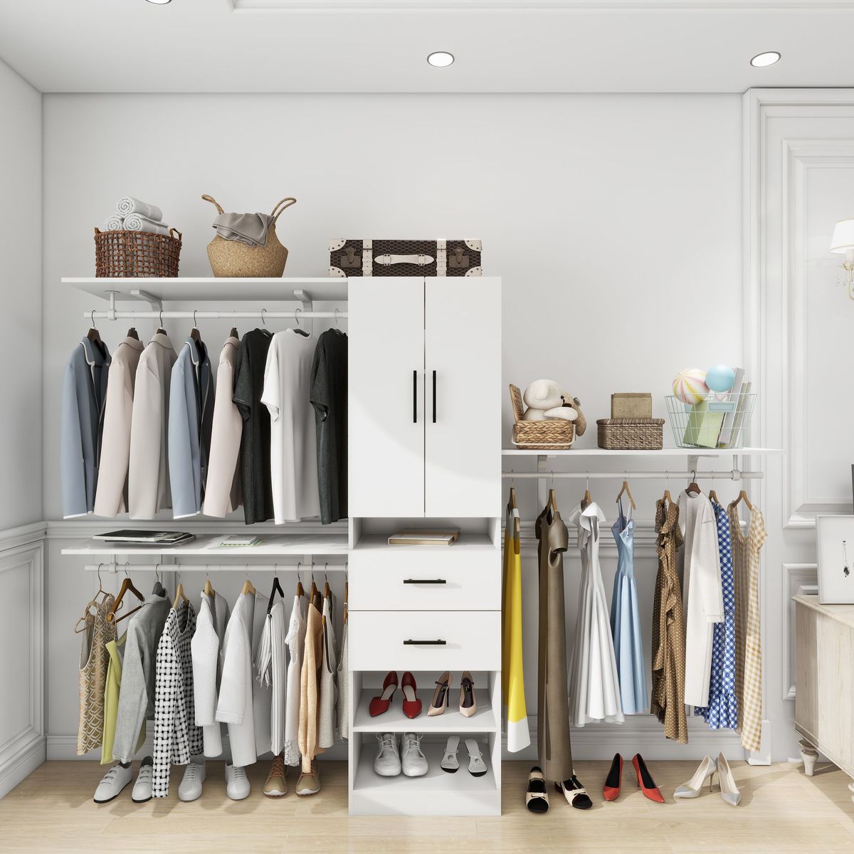 Closet Organizer System, Closet Organizers With Clothing Racks For Hanging Clothes, Closet System With Drawers ,Walk In Closet Organizers And Storage With Shelves, Walk In Closet System_voghion.com