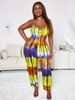 loose tie-dye suspenders casual large size jumpsuit_voghion.com