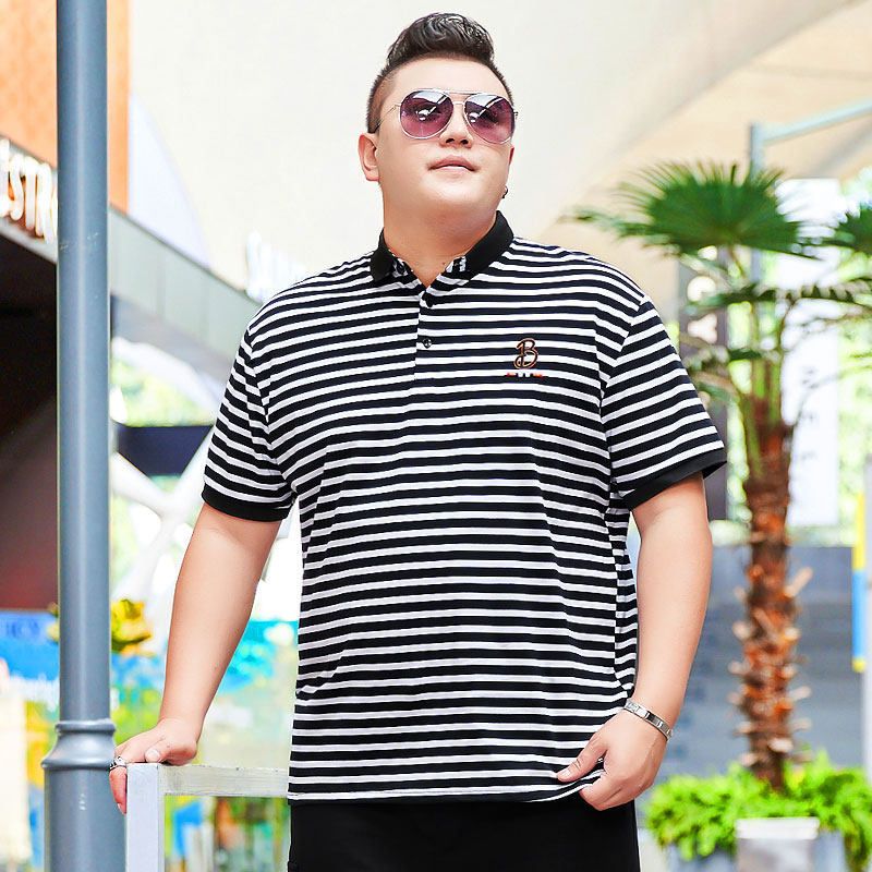 Herrenbekleidung Übergröße Kurzarm-T-Shirt mit Revers, modisches, halbärmeliges, lässiges T-Shirt mit Kragen für dicke Männer_voghion.com