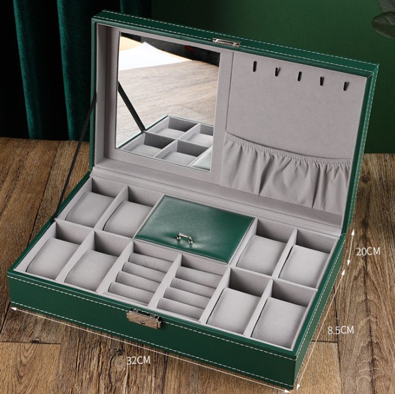 Watch Box Leather Lock Jewelry Box Necklace Bracelet Ring Earring Finishing Watch Storage Box High-end Multi-functional_voghion.com