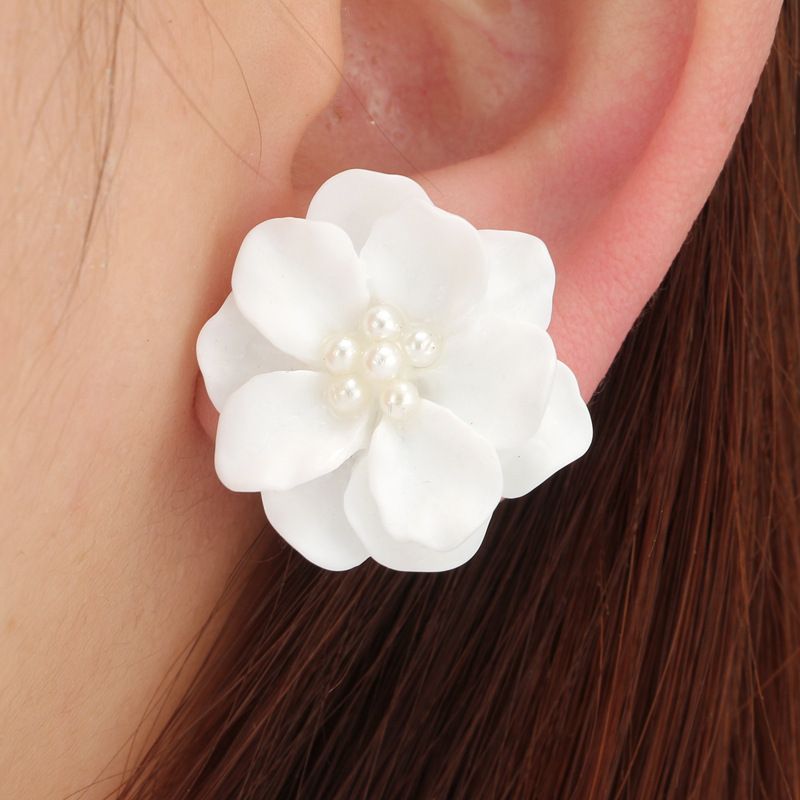 Silver Needle Flower Fresh Korean Style Elegant For Women Sweet Versatile Niche Design High-end Earrings_voghion.com