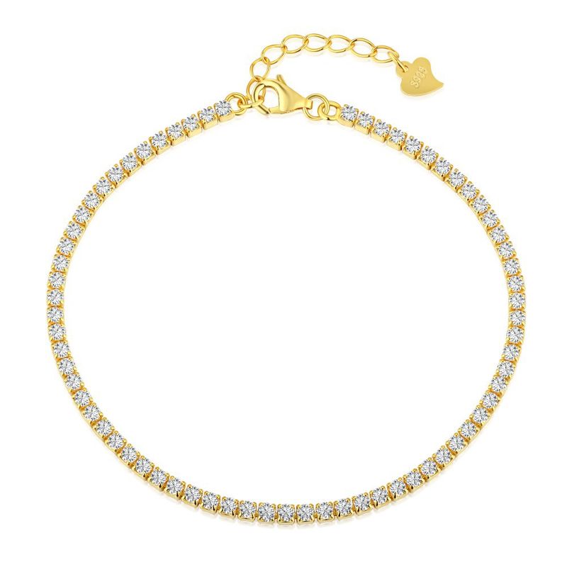 S Reinem Silber Für Frauen Mode Einreihige Diamant Runde Zirkon Tennis Armband Armreif Schmuck_voghion.com