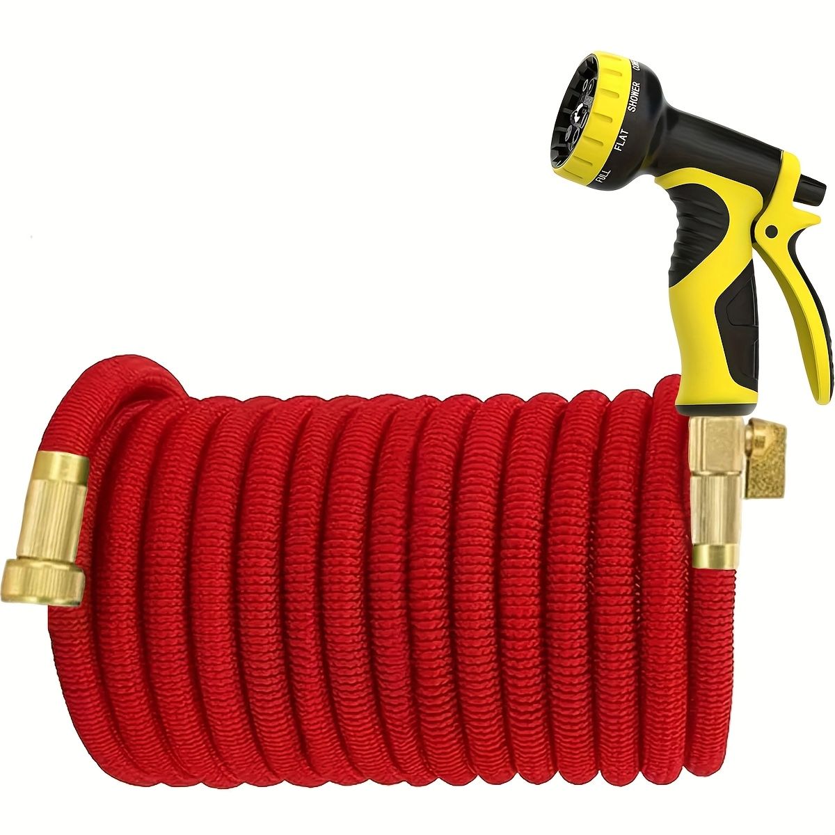 1 Set Of Retractable Garden Hose With High-pressure Nozzle - Durable Rubber, 3/4 Inch NAS Threaded End, Suitable For Outdoor Watering And Car Washing._voghion.com