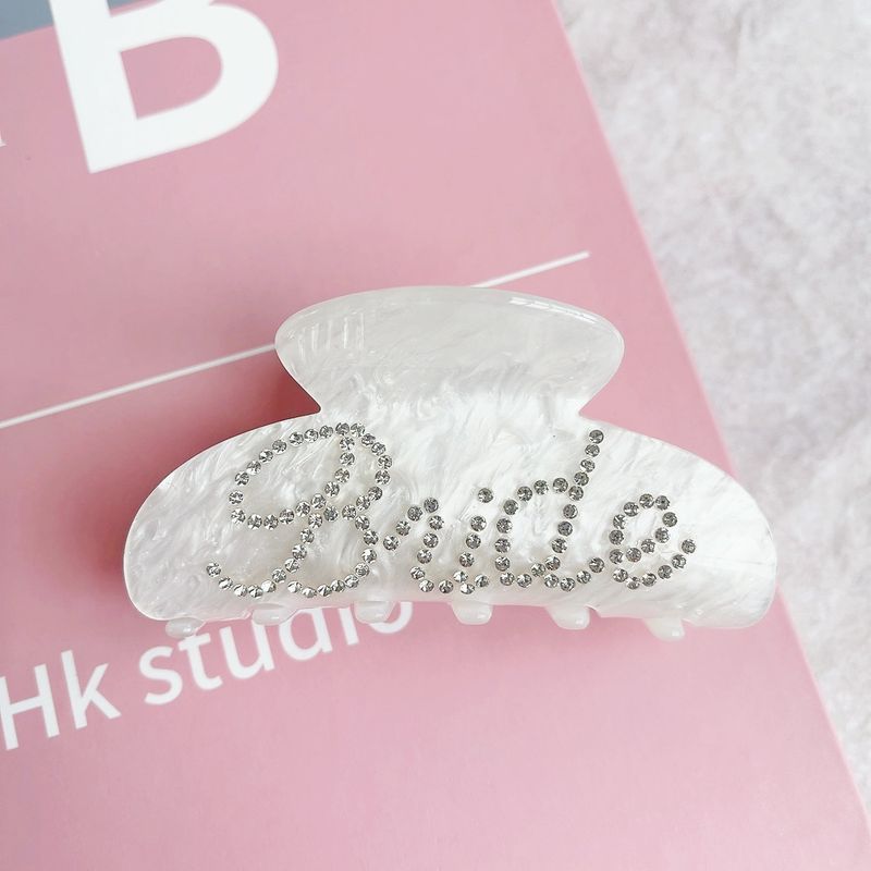 French Elegant Rhinestone Letter Acrylic Hair Clip Large High End Back Of The Head Clip Valentine's Day Hair Clip Hair Accessories_voghion.com