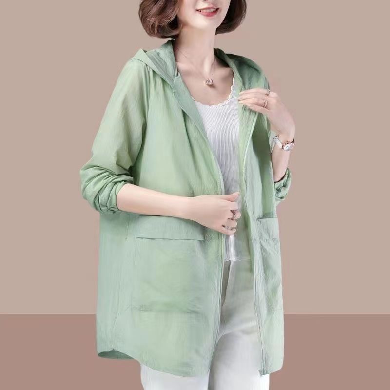 2023 Spring Summer Women's Jacket Long Sleeve Tops Hooded Coat Thin Sun Protection Clothing Outdoor Sports Windbreaker_voghion.com