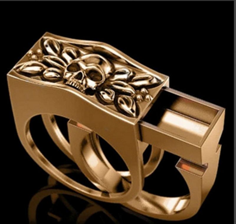 Herrenring im Punk-Stil mit Totenkopf-Motiv, kreativer versteckter Kassettenring_voghion.com