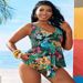 Plus Size One-Piece Swimsuit With Skirt - Women's Sexy Backless Bathing Suit (Floral Print Tummy Control Adjustable Straps Beach & Pool)_voghion.com