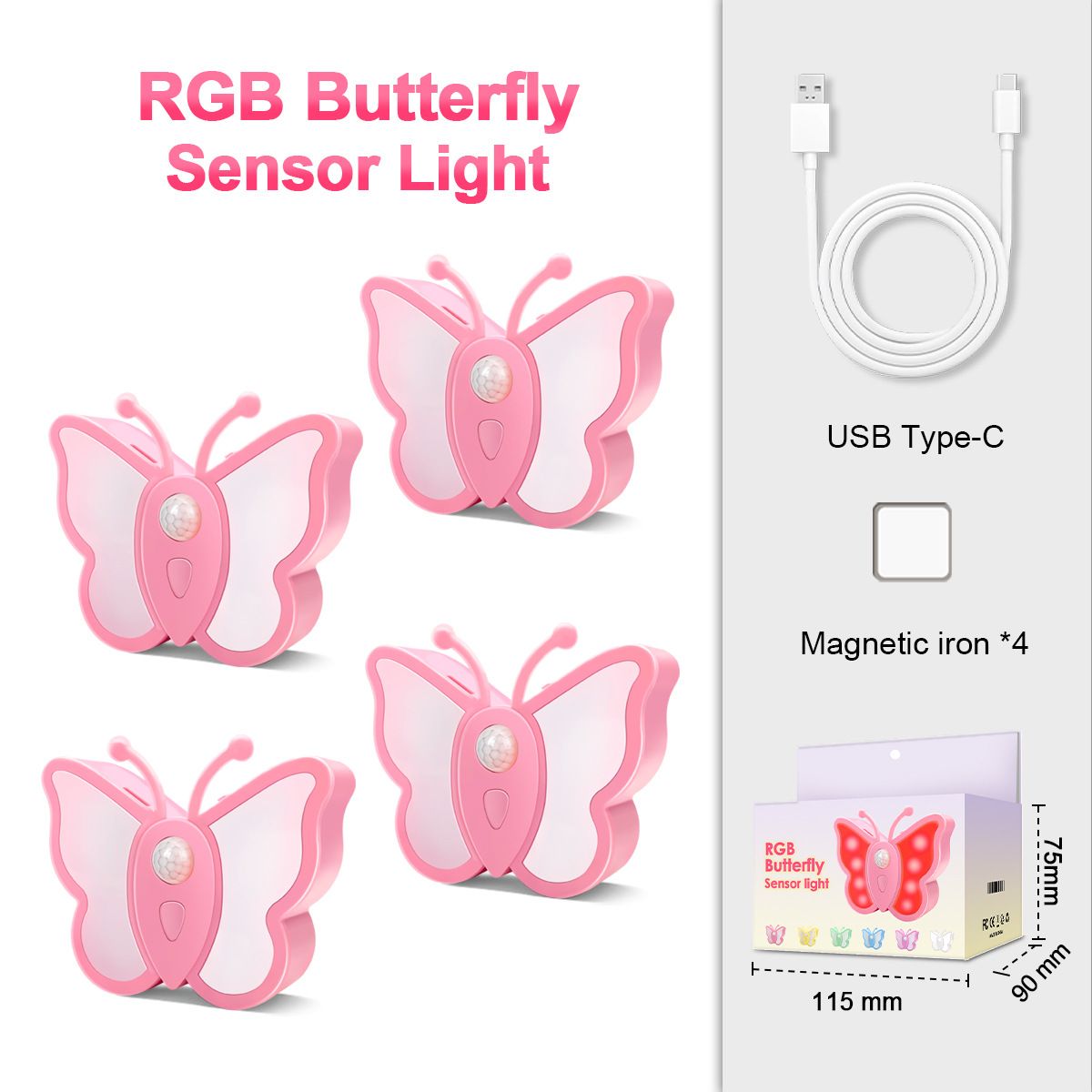 LED-Nachtlicht mit Bewegungsmelder in Schmetterlingsform – Automatisches Ein-/Ausschalten für Schränke, Kleiderschränke, Küche und Wohnzimmer_voghion.com