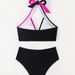 2026 Women's European And American Cross-Border Trade Color Block Halter Neck High Waist Bikini Two-Piece Swimsuit Set_voghion.com
