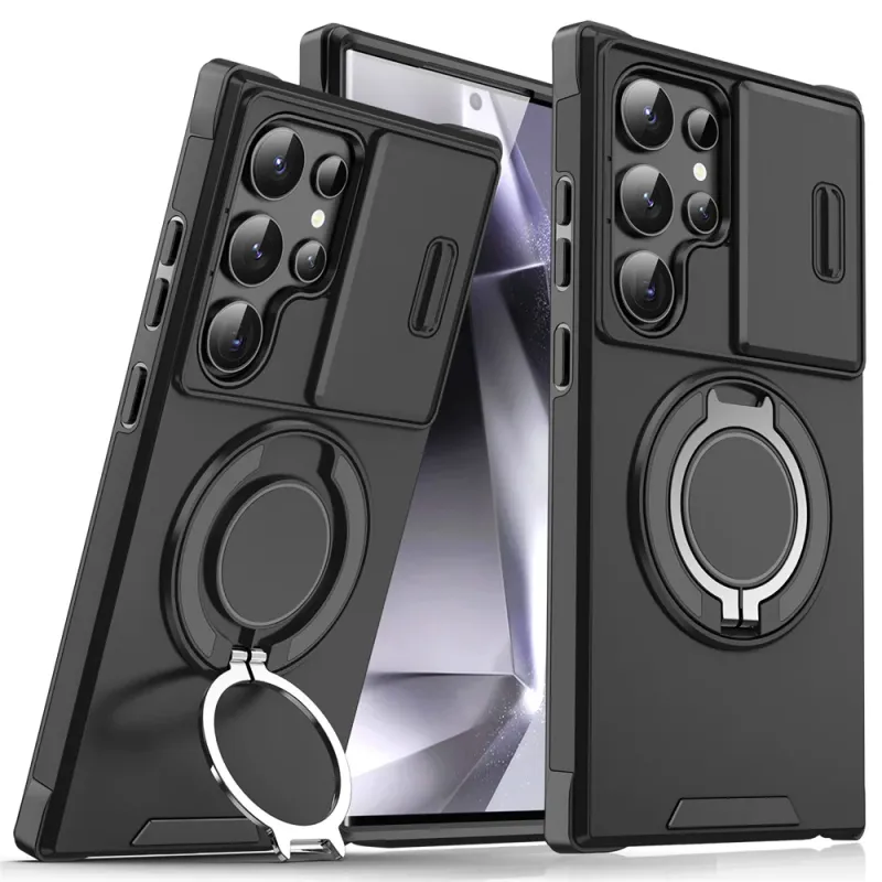 Slide Camera Protection Magnetic Stand Phone Case for Samsung S24 S23 Plus S21 S22 Ultra S20 FE A54 A23 A15 A14 Defender Cover_voghion.com