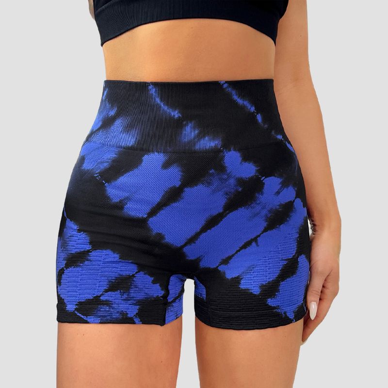 Naadloze tie-dye yogabroek voor dames, dames hoge taille heuplift sport fitness yoga tie-dye gestreepte shorts_voghion.com
