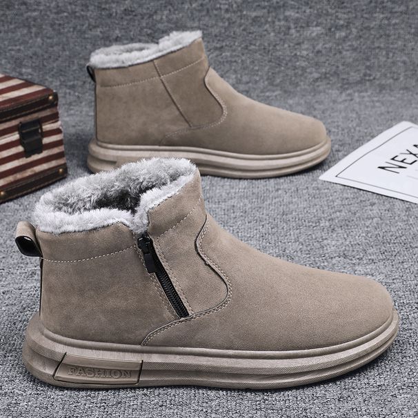 Men's Winter Velvet Thickened Warm Northeast Cotton Shoes Fur Integrated High-top Boots_voghion.com