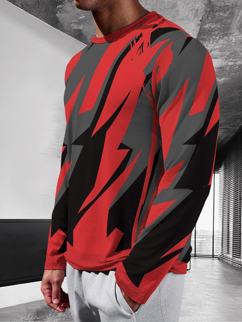 Graffiti T Shirts For Men Fashion Handsome Casual 3D Print T Shirt Spring And Summer Long Sleeve Color Matching Comfortable Fit_voghion.com
