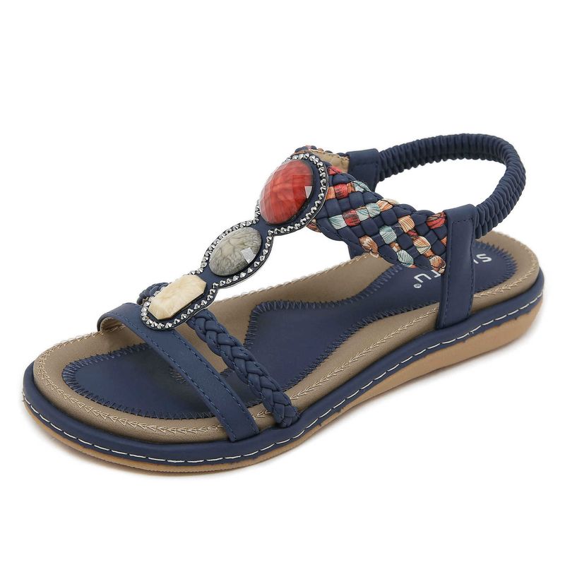 G923-1 Lente Zomer 2025 Nieuwe Zachte Zool Platte Voor Vrouwen Veelzijdige Mode Elastische Band Lichtgewicht Sandalen_voghion.com