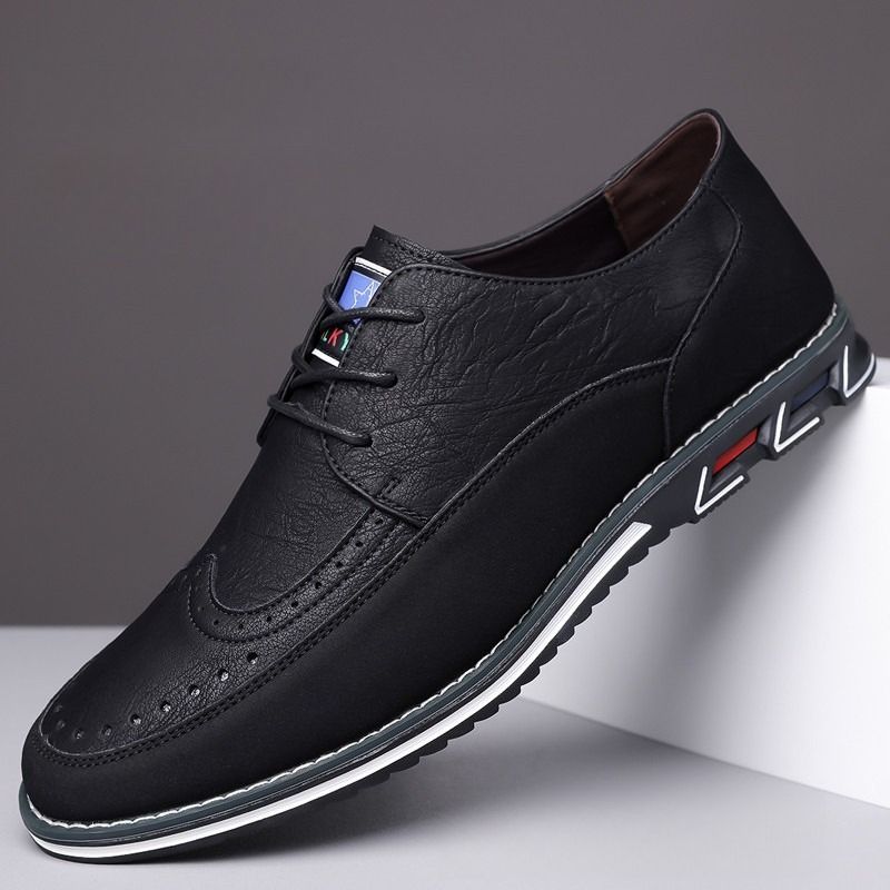 Herren Brogue Lederschuhe Business Casual Oxford Schuhe mit bequemer Sohle_voghion.com