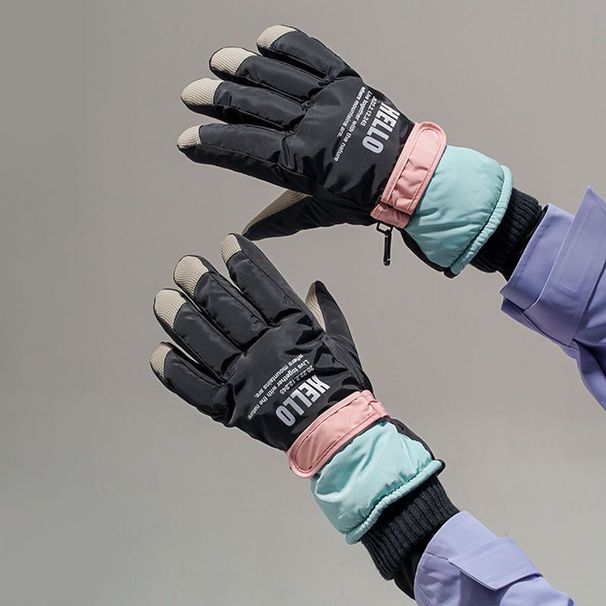 Women's Ski Gloves Winter Fleece Lined Thickened Driving Outdoor Windproof Anti-Slip Electric Bike Riding Rainproof_voghion.com