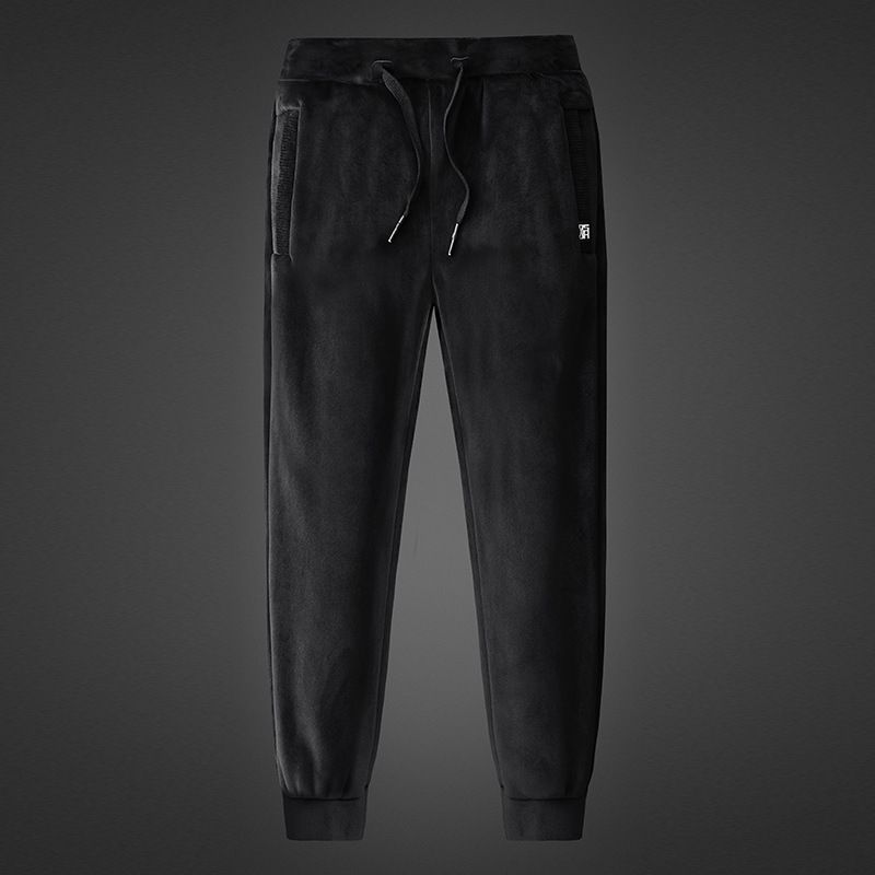 „Herren-Set aus Hoodie und Jogginghose mit Fleecefutter, warmer, winterlicher Trainingsanzug mit Sherpa-Futter, lässiger Lounge- und Streetwear-Zweiteiler (Schwarz/Blau)“_voghion.com