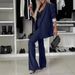 Damenbekleidung Modeanzüge Lässiges Temperament Schlanke Anzüge mit weitem Bein Zweiteilige Anzüge_voghion.com