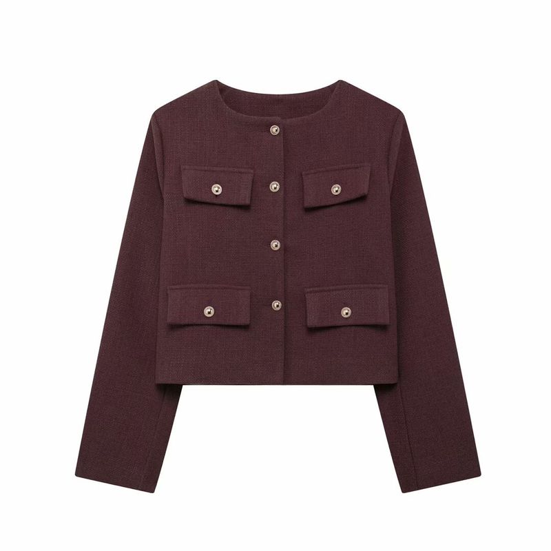 Women s fashion style women s clothing autumn and winter new item flip cover decoration short jacket_voghion.com