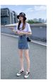 Elastic split denim short for women in summer, ins thin, small, anti glare, buttocks wrapped, A-line half length skirt_voghion.com