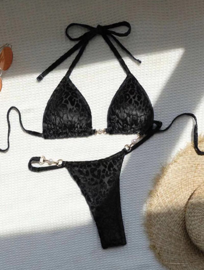 Vêtements pour femmes Nouveau maillot de bain sexy en tissu spécial léopard perlé en forme de T_voghion.com