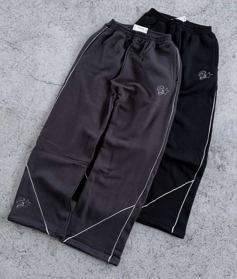 Men's Casual Wide Leg Pants Summer New Streetwear Loose Fit Striped Drawstring Straight Leg Joggers_voghion.com