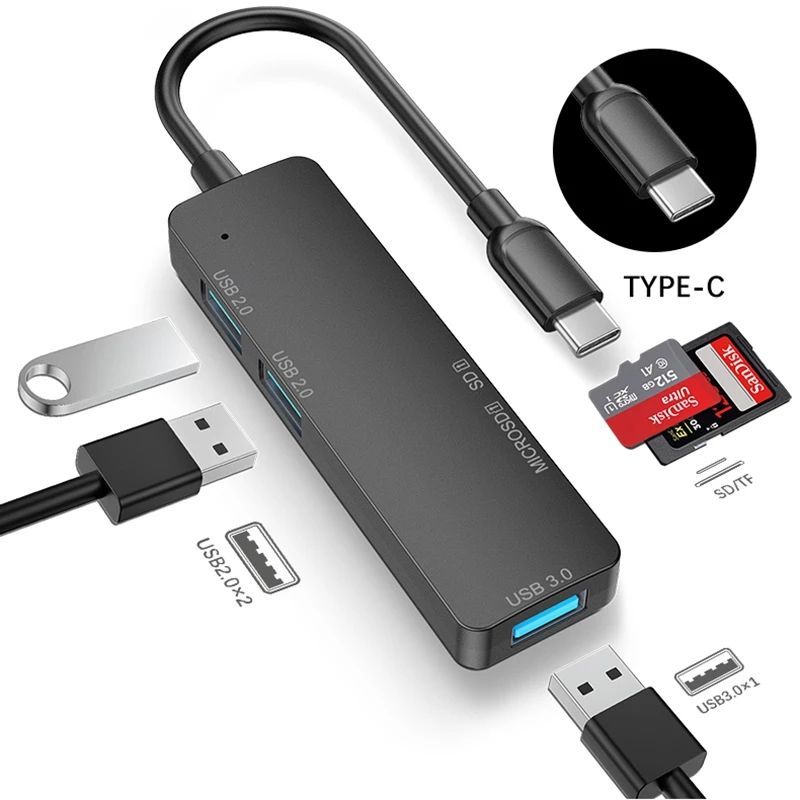 Type C Hub 5 IN 1 Multi Splitter Adapter With TF SD Reader Slot For Macbook Pro 13 15 Air PC Computer Accessories_voghion.com