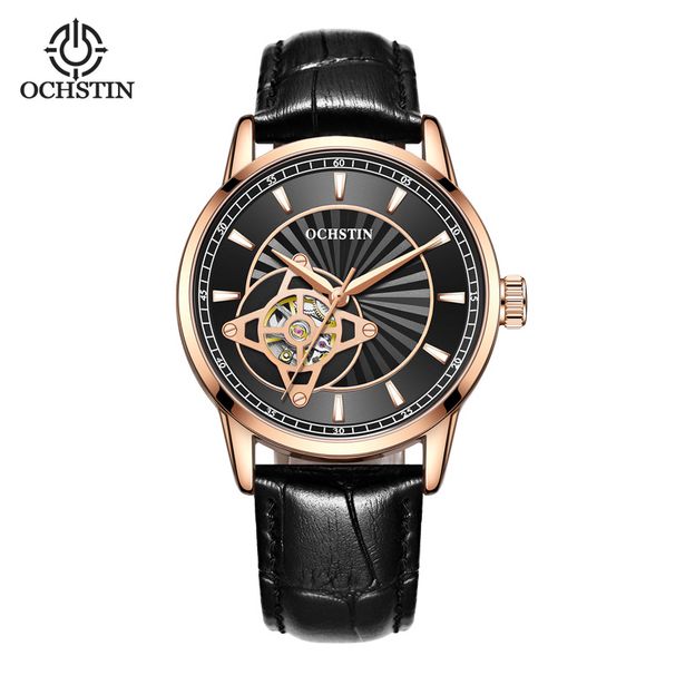 OCHSTIN Men's Business Fully Automatic Mechanical Watch Head Layer Leather Strap Hollow Mechanical Watch Men's Watch_voghion.com