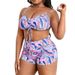 Women's Long printed blouse with drawstring bra and high waisted boxer briefs for women_voghion.com