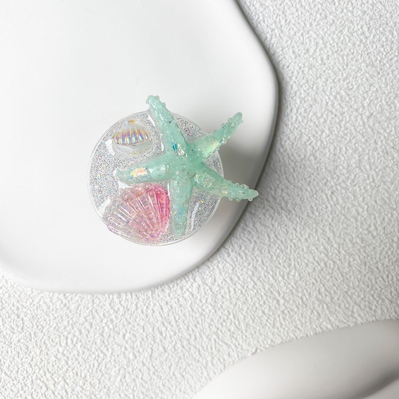 Supporto da tavolo retrattile con adesivo rosa glitterato per airbag per cellulare, estate, oceano, conchiglia, stella marina, piccolo_voghion.com