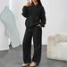 Completo con felpa oversize in pile e pantaloni jogger a gamba larga – Y2K Streetwear Loungewear (nero/bianco/beige, S-XXXL)_voghion.com