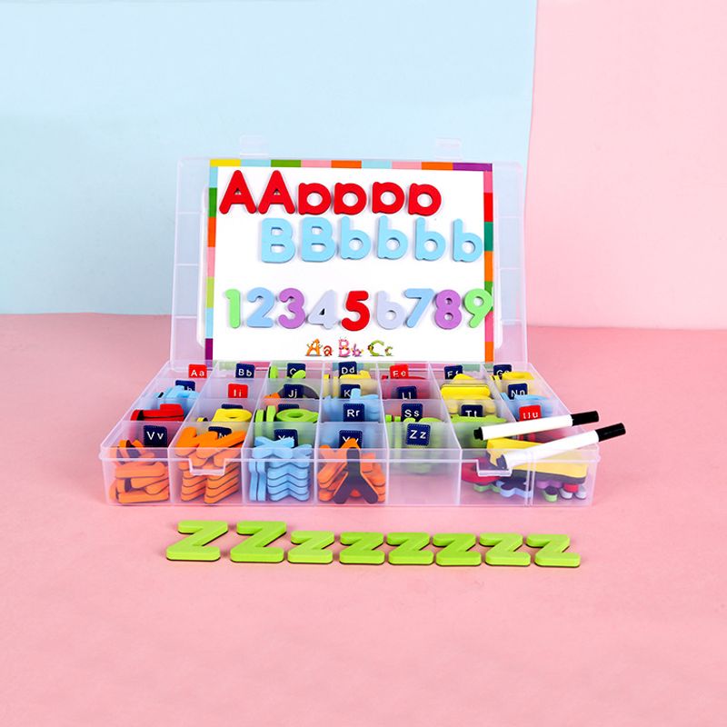 Children's toys colored EVA magnetic refrigerator stickers with English letters magnetic stickers three-dimensional sponge early education puzzle toys_voghion.com