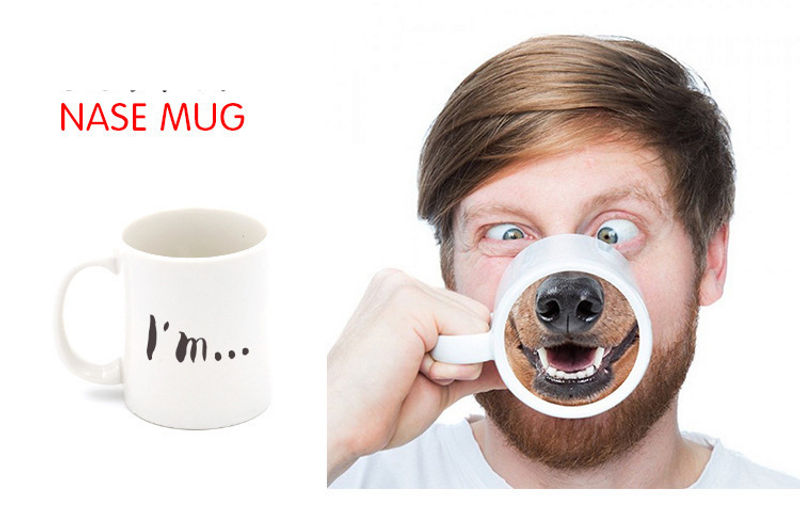 engraçado porco copo de água criativo paródia xícara de café caneca nariz de porco copo de cerâmica cachorro copo_voghion.com