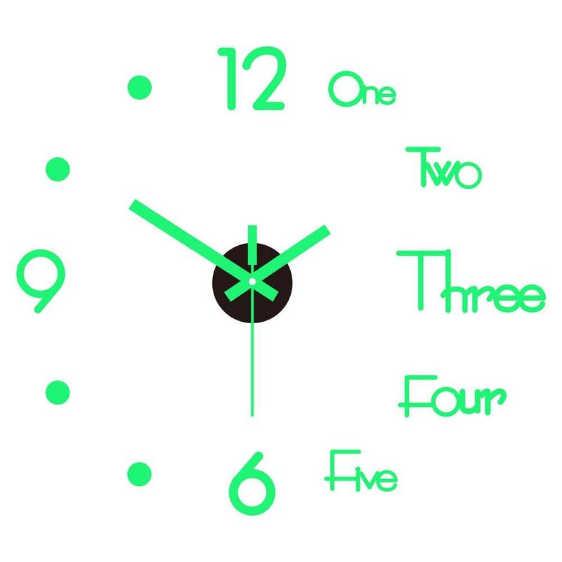 DIY Digital Living Room Wall Clock Luminous 3D Frameless Clock Wall Stickers Mute Clock for Bedroom Office Wall Decor_voghion.com