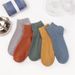 2025d Spring Summer Solid Color Short Double Needle Cotton Sweat-Absorbing Low-Cut Invisible Boat Socks Business Casual Men's_voghion.com