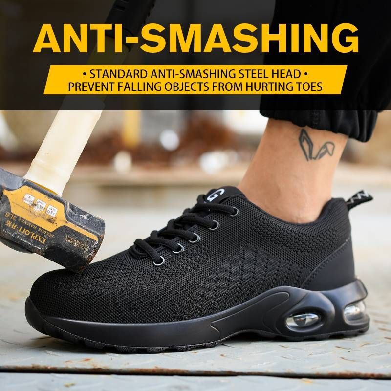 Arbeitsschutzschuhe aus Stahl Baotou, Anti-Smashing, Anti-Piercing, verschleißfest, atmungsaktiv, fliegender Stoffschutz_voghion.com
