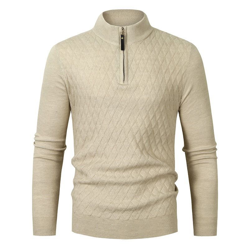 Herrenbekleidung Frühling und Herbst Außenhandel halb Rollkragen Reißverschluss Herren Strickpullover Langarm Pullover Herren Tops Bottoming Shirt Großhandel_voghion.com
