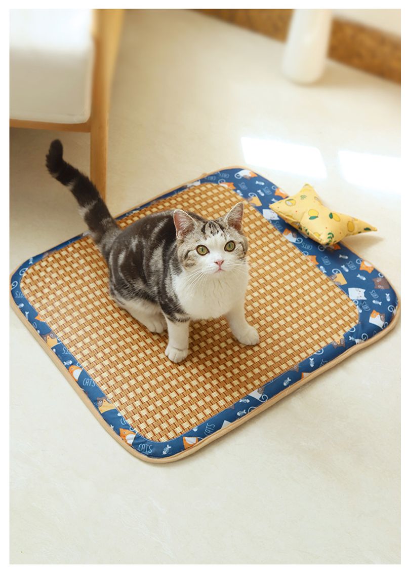 Cat Litter Cooler Summer Cooling Litter Mat Bite Resistant Waterproof Summer Rattan Mat Dog Mat Sofa Square Pet Sleeping_voghion.com